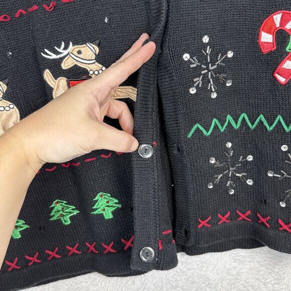 Vtg Ugly Christmas Sweater Vest Womens 2X Holiday Party Embellished Grandmacore - Picture 7 of 14